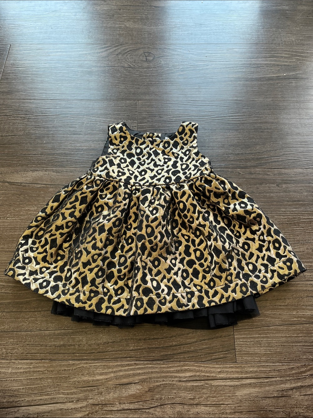 Petit Lem Baby Girl Leopard Print Dress - Gold & Black Size 12 Month